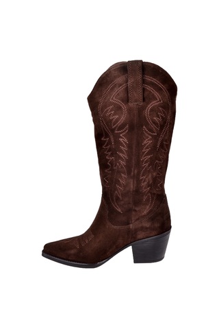 Pullman Hakiki Deri İşlemeli Western Kadın Çizme Plm-011 Kahve Süet Kahve Süet