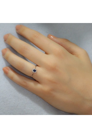 Pırlanta Safir Yüzük - 0,10 Karat 8 Ayar
