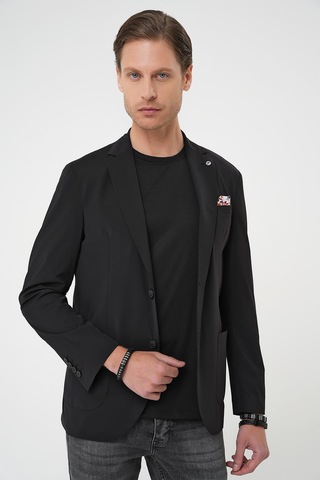 Regular Kalıp Mono Yaka Torba Cep Casual Siyah Ceket C 709 Siyah