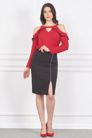 Shahiqa Kadın Önü Fermuarlı Etek 001