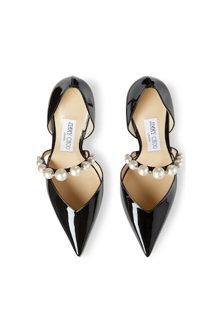 Jimmy Choo Siyah Beyaz Deri Topuklu Ayakkabı Beyaz - Siyah