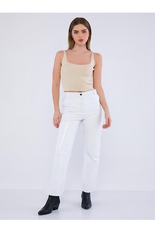 Basics&more Kadın Hakiki Deri Pantolon P03 001