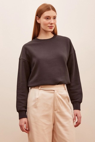 H1 Style Bisiklet Yaka Oversize Sweatshirt Antirasit