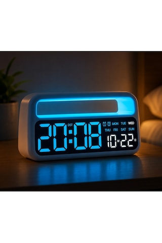 Elektrikli Dijital Alarm Saati, Büyük Rakamlı Led Ekran, Modern Tasarım Ve Dikdörtgen Şekil Siyah