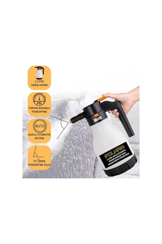 Polham 2 Litre Şarjlı Otomatik Yüksek Basınçlı Araç Yıkama Köpük Püskürtücü El Pompası, Çok Amaçlı Köpük Pompası