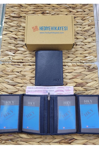 Hky Lüks Erkek Deri İsme Özel Memur Cüzdanı Lacivert
