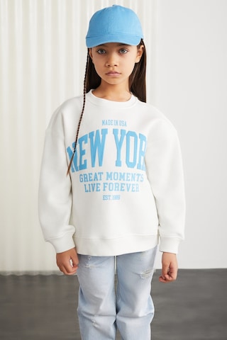 Grımelange Grımelange HERMIA-GRM24050 75% pamuk 25% polyester kız  çocuk Ekru Yeşil Sweatshirt