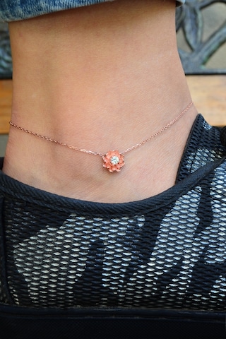 Argentum Concept Zirkon Taşlı 925 Ayar Gümüş Çiçek Halhal - H002001 Pembe