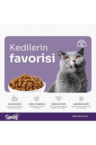 Spelly Premium Tavuklu Yetişkin Kedi Maması 3 x 1200 G