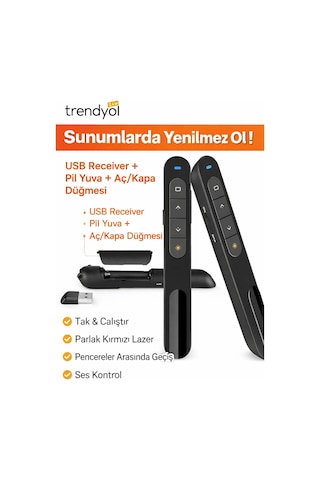 Dailytech Kablosuz Sunum Kumandası Presenter 2.4ghz Usb Powerpoint Clicker Ses Link Kontrol
