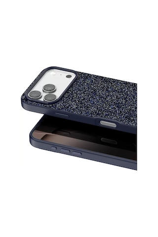 Onegif Apple iPhone Uyumlu  17 Pro Max Bright Simli Kapak - Mavi