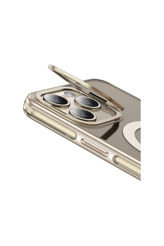 Apple Uyumlu iPhone 14 Pro Kılıf Magsafe Şarj Özellikli Wlons Standlı Efsane Kapak Gold