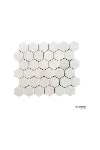 Tuqco Doğal Taş 2 Altıgen Dolomit Cilalı Mermer Mozaik