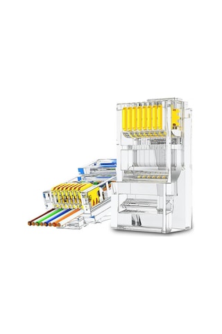 Koodmax - 50 Adet - 50u" 50 Micron Gold Plated Cat6 Ez Rj45 Delikli Konnektör - Yeni Nesil Jack Uç