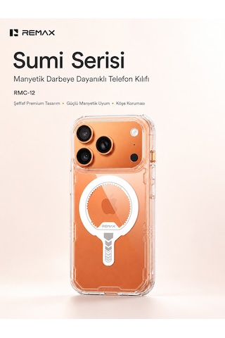 Remax Sumi Series Apple iPhone 17 Pro Magsafe Uyumlu Şeffaf Kılıf Darbe Emici Askeri Sınıf Koruma Rmc-12