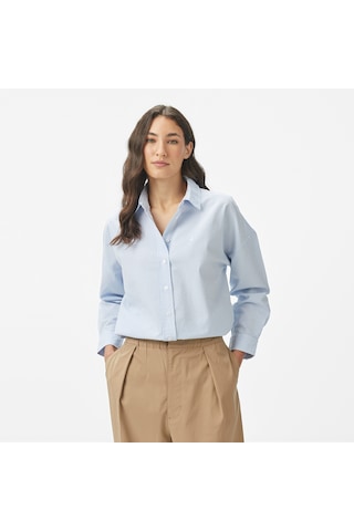 Nautica Kadın Mavi Regular Fit Çizgili Gömlek Çizgili 55w057t Mavi