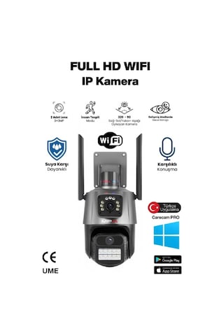 3 Mp + 3 Mp Çift Lens Wi-fi Tf Kart Girişli Güvenlik Kamerası