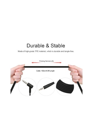 Sandwich Bose Oe2 Kulaklık Ses Kablosu, 3.5-2.5mm, Tpe Siyah 150cm Uzun, Dayanıklı Dürtme-özgür