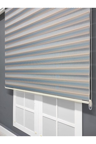 Mavi Bej Geçişli Zebra Stor 120x200 Çok Renkli