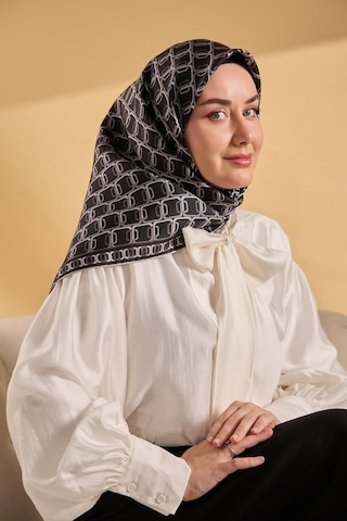 Silk Home Twill İpek Eşarp Zincir Siyah - Beyaz Çok Renkli