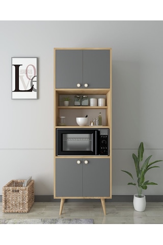 Floradesign Lavin180 Çok Amaçlı Dolap /fırın Dolabı /mutfak Organizeri Meşe+antrasit