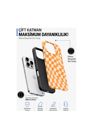 Apple iPhone Uyumlu, 17 Pro Check Collection Çift Katmanlı Essential Tough Telefon Kılıfı