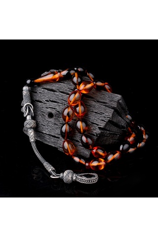 1000 Ayar Gümüş Püsküllü Arpa Kesim Karışık Renk Ateş Kehribar Te