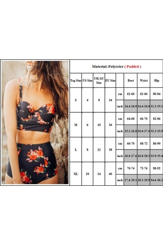 Geeroyoo Kadınlar İçin Floral Desenli High Waist Bikini Seti - Push Up & Dolgulu Spagetti Askılı Deniz Giysisi Diğer