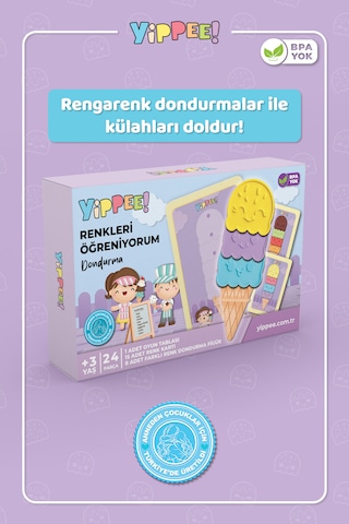 Renkleri Öğreniyorum Dondurma Renk Eşleştirme Oyunu 24 Parça