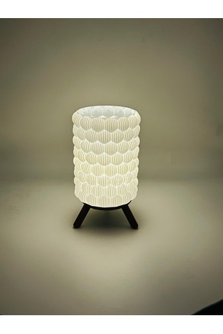 Origami Tasarım 3d Baskı Dekoratif Masa Lambası Pilli Mum Işıklı Geometrik Gece Lambası Beyaz