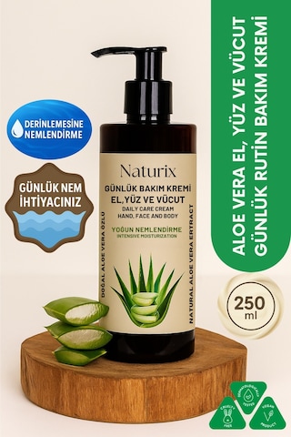 Naturix Doğal Aloe Vera Özlü Günlük Bakım Kremi 250 ML