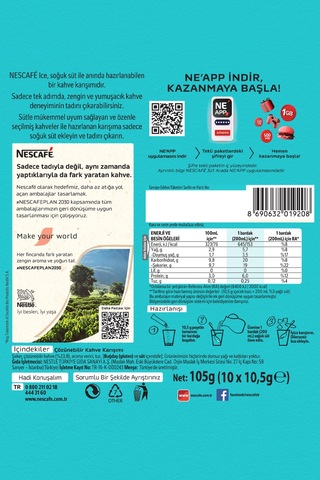 Nescafe Ice Original Çözünebilir Kahve 10,5g 10'lu Paket 10x6 Hazır