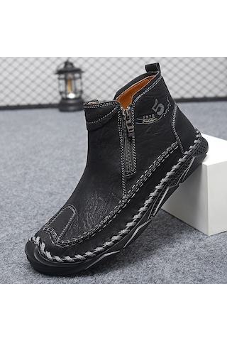 Modaya Uygun Gündelik Yüksek Bilekli Hakiki Deri Erkek Bilek Botları Kahverengi