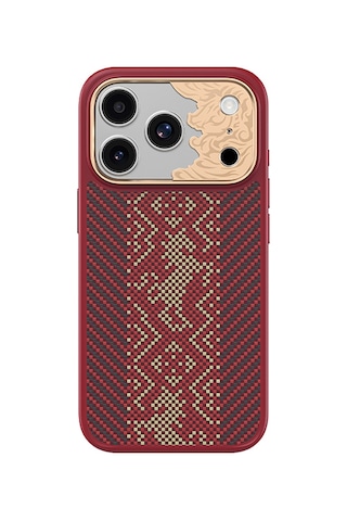 İphone 17 Pro Max Kılıf M-safe Uyumlu Karbon Fiber Benks Knight Armorpro Kevlar Kapak Kırmızı