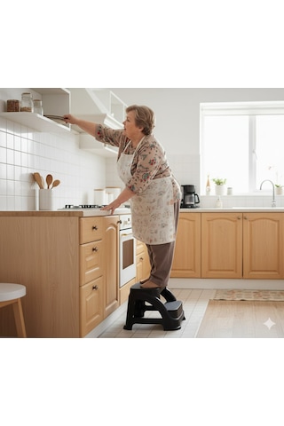 135 Kg Taşıma Kapasiteli Basamaklı Tabure Antrasit Gri