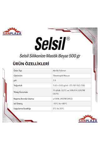 Selsil Silikonize Mastik Beyaz 500 Gr 52083 10 Adet Beyaz