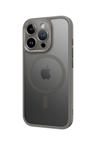 Rock Apple Uyumlu iPhone 16 Pro Max Anti-drop Lens Korumalı Magsafe Kılıf Gri