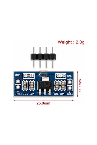Ams1117 Regülatör 3.3v 800ma Lineer Güç Modülü Breadboard Uyumlu