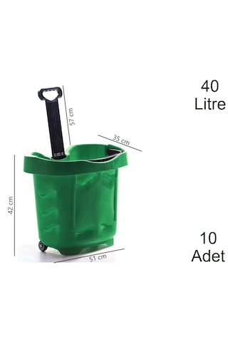 40 Litre 2 Tekerlekli Plastik Alışveriş El Sepeti Yeşil 1 Koli:10 Adet / En:51 Boy:35 Yükseklik:42 Cm