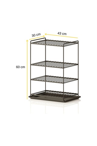 Teknotel 4 Katlı Metal Raf Organizer Ayakkabılık Havluluk Siyah Eg208 Siyah