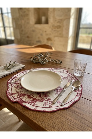 Toile Burgundy Amerikan Servis Çok Renkli