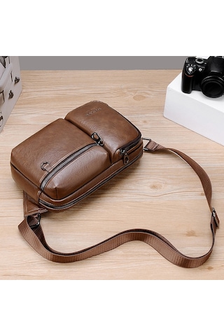 Sones Weıxıer D401 Erkek Büyük Kapasiteli Çapraz Askılı Tek Omuz Çantası Rahat Pu Haberci Çantası Siyah