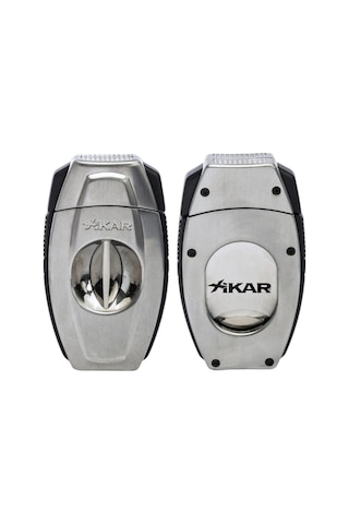 Xikar Flip Dual Gümüş V & Düz Puro Makası Kesici - Tr9307