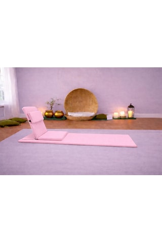 Backjack Meditasyon Sandalyesi Destekli Yer Minderi + 60x180 Kumaş Mat - Backjack 3xl Mat+backjack İkili Set Pembe