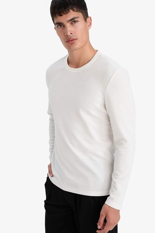 Defacto Slim Fit Dar Kesim Bisiklet Yaka Sweatshirt G2605ax25auwt32 Beyaz-wt32