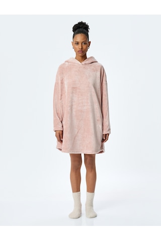 Koton Cepli Uzun Kollu Oversize Kapüşonlu Peluş Sabahlık Pembe 5wlk70021mk Gül Gülkurusu