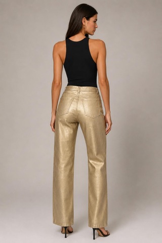 Alexandergardi Metalik Görünümlü Wide Leg Pantolon Altın