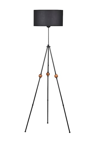 Ahşaplı Tripod Lambader Siyah