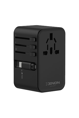 Xenon Smart Priz Dönüştürücü 70w Gan Hızlı Şarj, 200+ Ülke, Dahili Usb-c Kablo, Usb-c, 2x Usb-a X6411
