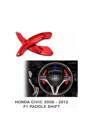 Honda Civic 2006 2012 F1 Paddle Shift Direksiyon Kulakçık Uzatma Seti Alüminyum Kırmızı Kırmızı